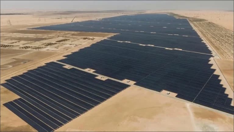 Utility-scale solar plant aerial view
